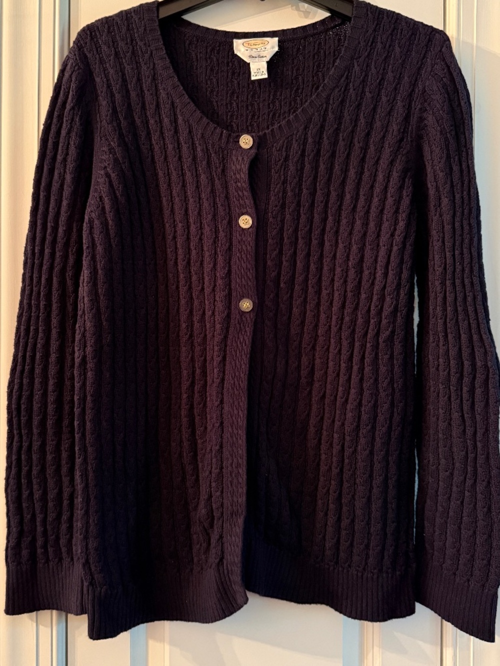EUC Talbots Women Navy Sweater Cardigan Pima Cotton 1X